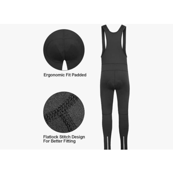 NEW Przewalski Men's Cycling Bib Pants 4D Padded Fleece Lined XL - Picture 2 of 8